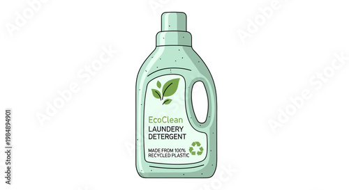 Eco-friendly laundry detergent bottle with green leaf logo