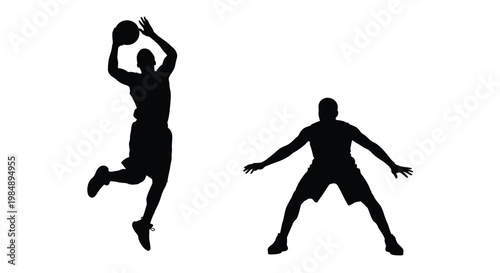 Basketball player in action dynamic pose silhouette on transparent background