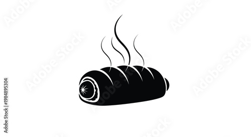 Smoking Freshly Baked Bread Roll With Steam Rising