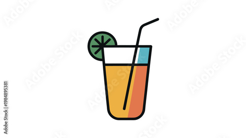 Juice Drink Icon Vector with Fresh Beverage and Summer Refreshment Symbol