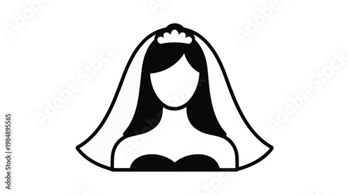 Bride Icon Vector with Wedding and Marriage Ceremony Symbol