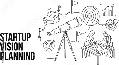 Startup vision planning concept with business people working on strategy