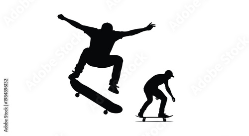 Dynamic skateboarders in motion a striking visual on transparent background silhouette