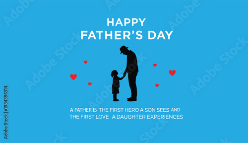 Happy father's day heartwarming silhouette of father and son celebrate fathers day