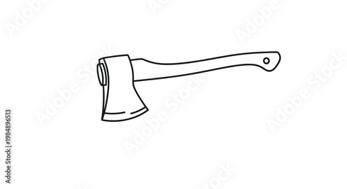 Clean black outline illustration of a traditional wood axe used for cutting and chopping logs for outdoors and construction theme designs.