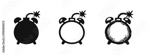Alarm clock bomb with fuse icons representing deadline pressure and stress