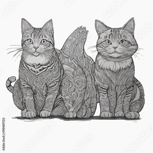 Foto Cute Ginger Kitten Cartoon ? Adorable Big-Eyed Cat Illustration