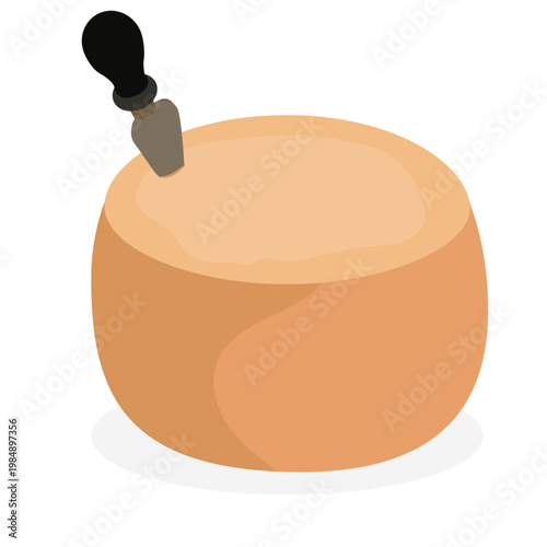 Parmesan Italian hard cheese parmesan whole wheel top view.