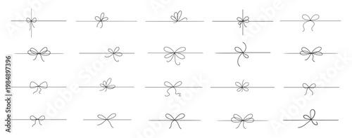 Bow knot tie decoration outline icon on transparent background