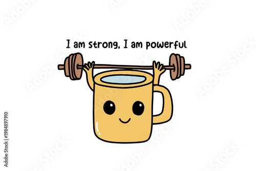 Cuadro en lienzo Strong Coffee Cup Weightlifting Motivation Sublimation Design