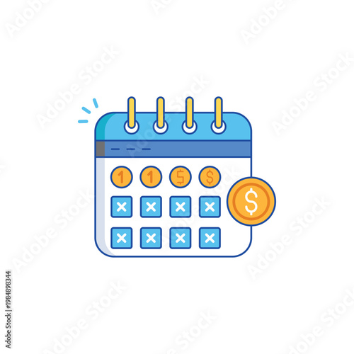 Payment Schedule Calendar with Dollar Coin — Finance Due Date
