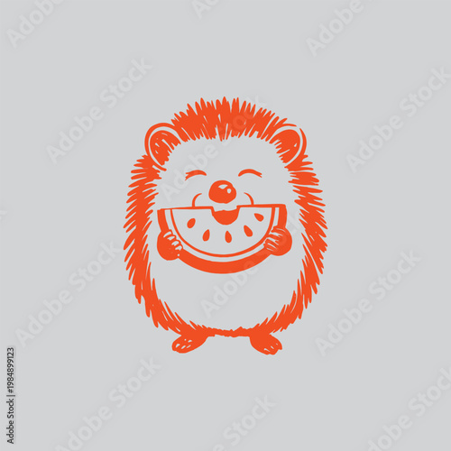 Funny hedgehog with watermelon smiling widely hedgehog watermelon wildlife