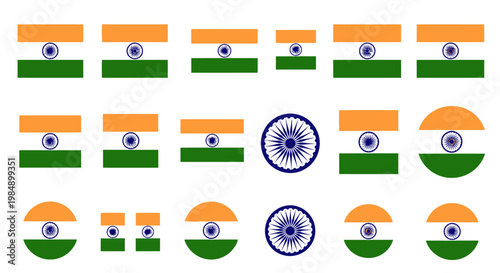Indian flag icons and symbols.