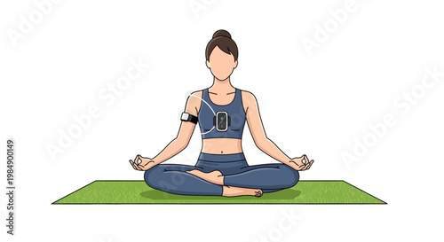 woman sitting in lotus position on yoga mat meditating