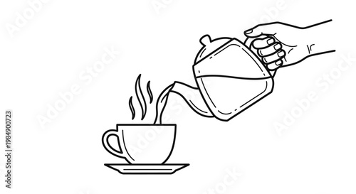 A hand pouring hot coffee.