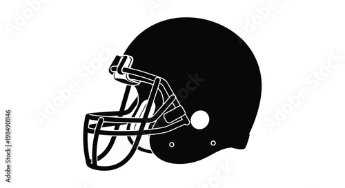 A black silhouette of an american football helmet side view