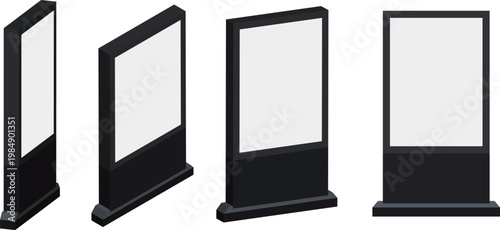 Isometric Digital Signage Stand Set (Outdoor Advertising Display)