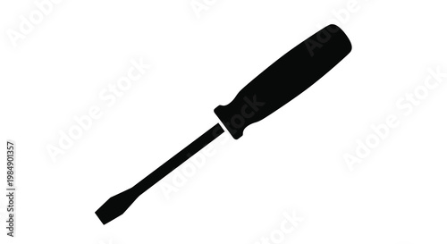 A black silhouette of a flathead screwdriver against a white background