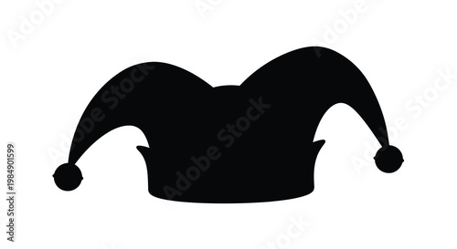 A black silhouette of a traditional jester s hat with prominent points