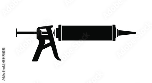 A black silhouette of a caulking gun a tool for sealant application