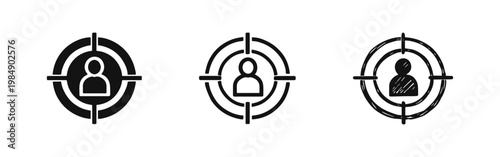 Target Audience and Recruitment Icons Featuring Person Silhouette in Focus