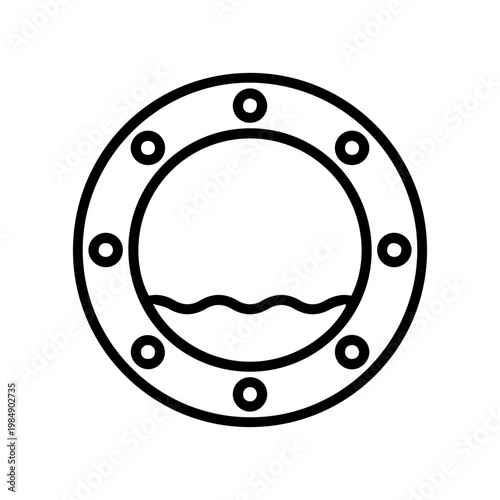 Ship window with waves