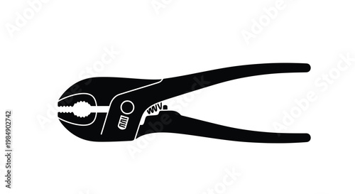 A black and white silhouette of a pair of slip joint pliers
