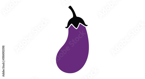A simple illustration of a purple eggplant with a dark green stem