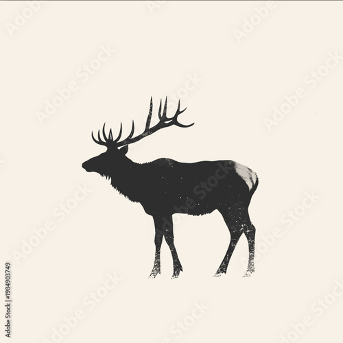 black silhouette elk on a white backgrounk vector