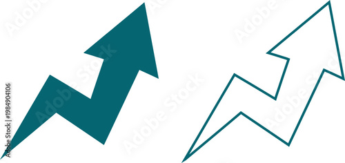 Teal arrow icon symbolizing growth and progress, with a white outline version