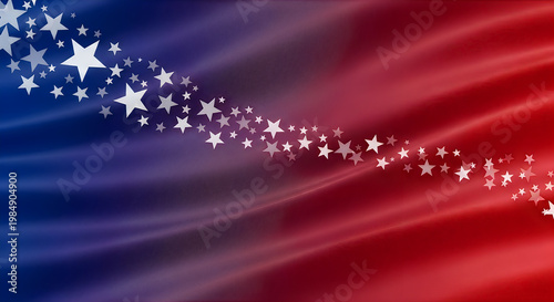 Abstract background with red and blue streaks and flowing stars patriotic background abstract