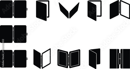 Detaillierte Darstellung von Ordner- und Mappen-Symbolen in verschiedenen Öffnungs- und Schließzuständen.