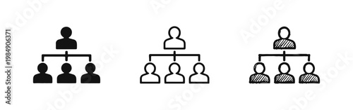 Organizational Structure Icon Set - Hierarchy and Team Chart