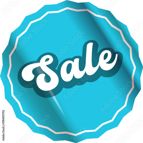 Blue SALE round sticker isolated on white. Turquoise Round Price sale sticker, sale sticker, price tag, retro label, sale or discount sticker, promotional badge set, shopping label png