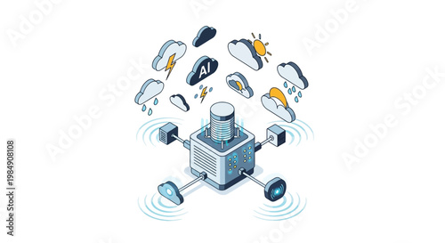 Isometric AI Weather Forecasting System with Cloud Computing and Meteorological Sensors for Precise Climate Data Prediction