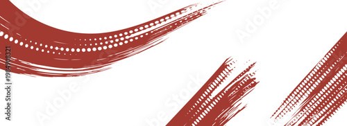 Analog touch materials: brush texture, ink, brush pattern. Modern wave pattern