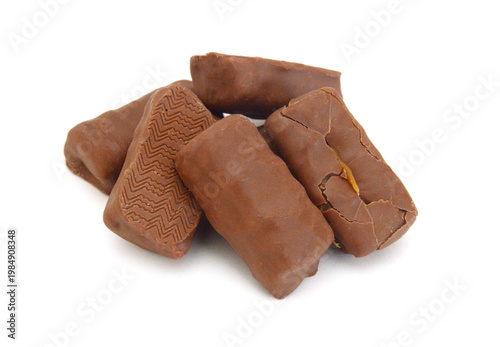 Big chocolate candy on a white background