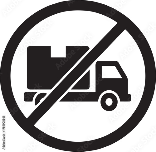 Delivery truck prohibition symbol on a transparent background for logistics warnings