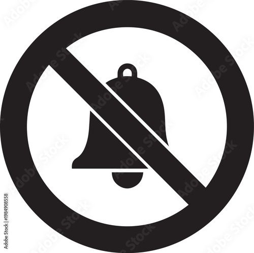 No Bell Symbol with Transparent Background for Silence and Quiet Concepts