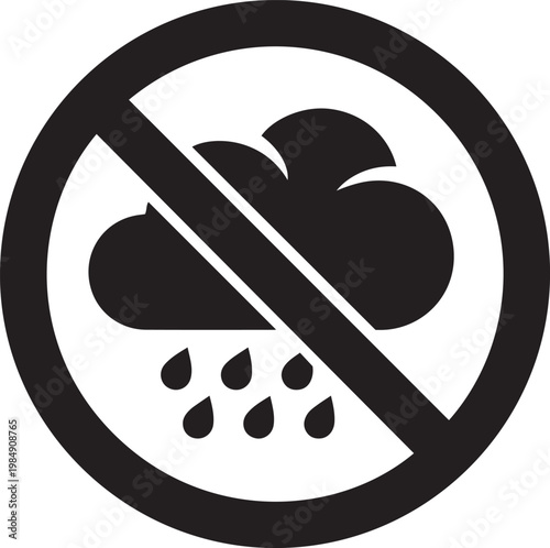 No Rain Symbol with Cloud on Transperent Background Isolated in Circle