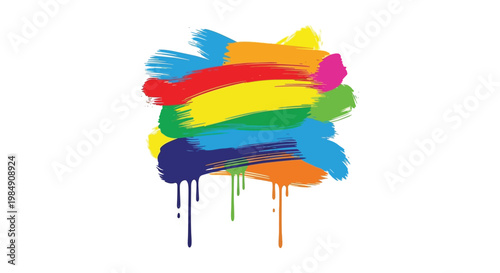 A vibrant explosion of colorful brushstrokes forms the shape of a united group of people a striking silhouette high quality professional