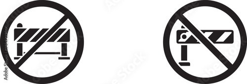 Two prohibition signs with barrier icons against a transperent background