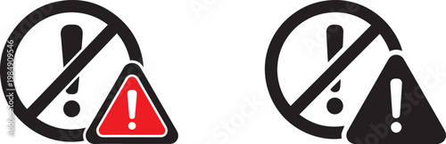 Two warning sign icons with exclamation marks on transparent background