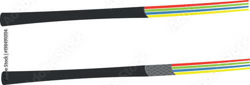 A vector icon template for illustrating topics related to electrical engineering or networking.
Multi-core cables, one with a protective sheath, the other without. Hand-drawn cable illustrations.