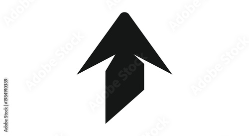 A striking black arrow pointing upwards sharply defined and minimalist in its geometric form silhouette high quality professional detailed modern