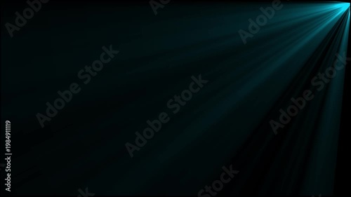  Blue Volumetric Light Rays from Right Corner Animation: Cinematic Glowing Sunbeams and Optical Lens Flare on Black Background for Dramatic Intro, Spiritual Background, Stage Light, and Motion Graphic