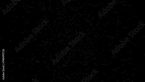 Floating Fire Sparks and Ember Particles Animation: Realistic Glowing Red and Orange Heat Streaks Drifting on Black Background for Bonfire, Celebration, Burning Flame Effect, and Cinematic Overlay