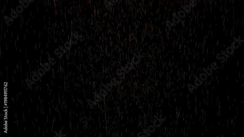 Falling Fire Sparks and Ember Particles Animation: Realistic Glowing Orange and Red Heat Streaks Overlay on Black Background for Bonfire, Celebration, Burning Flame Effect, and Cinematic Motion Video