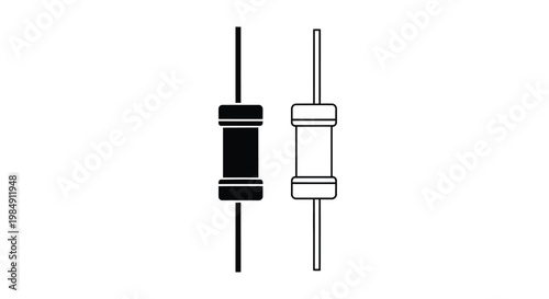 Two resistor components displayed in a stark black and white silhouette
