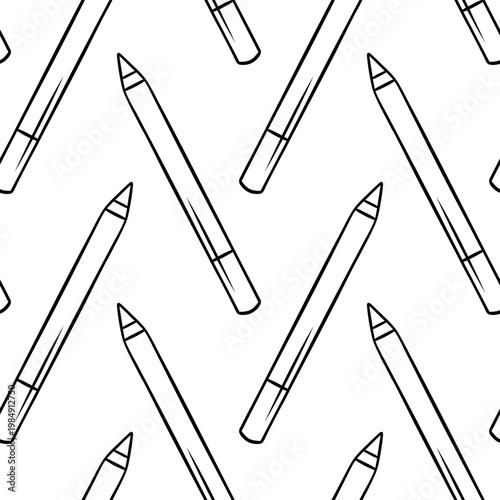 Eyeliner, simple black and white pattern in doodle and sketch style. Hand-drawn cosmetic product for beauty branding, makeup packaging or cosmetic catalogs